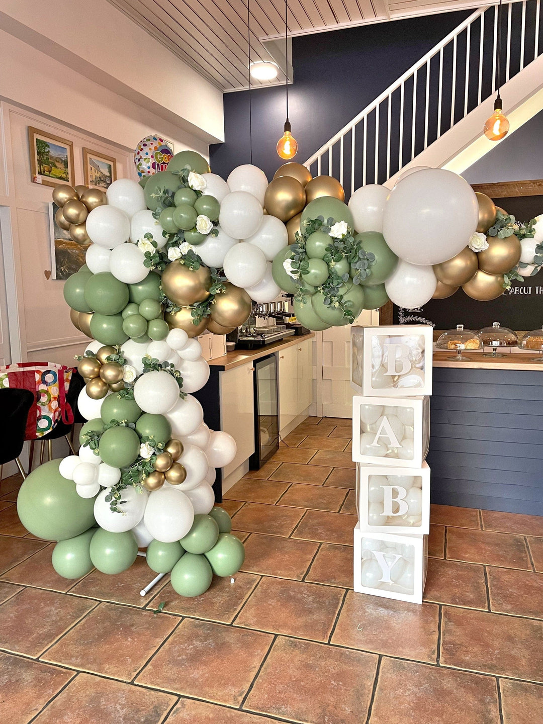 White Baby Shower Blocks Balloons White Baby Shower Blocks