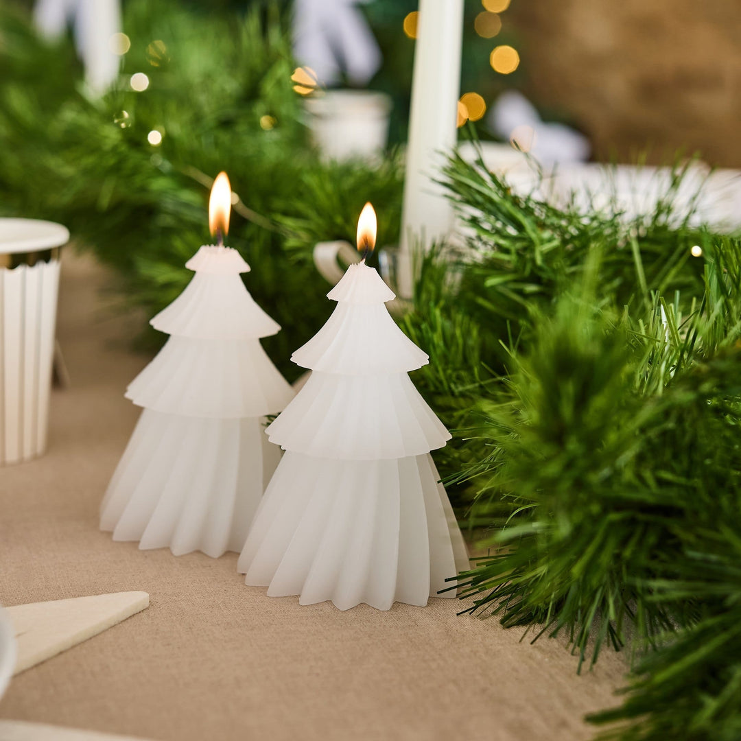 White Christmas Tree Candles x 2 | Hootyballoo Christmas Candles Candle White Christmas Tree Candles x 2