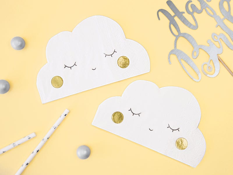 White Cloud Paper Napkins - Baby Shower Party Decorations Cloud Theme Paper Napkins White Cloud Paper Napkins (x20)