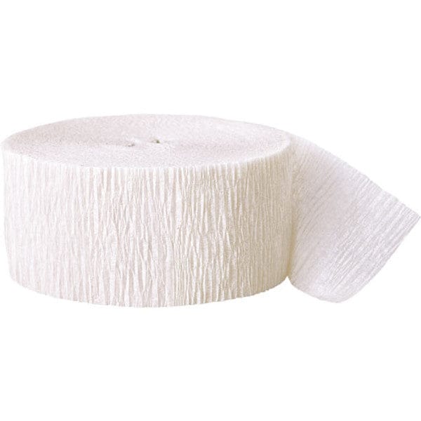 White Crepe Paper Streamer - 24m Paper Decoration White Crepe Paper Streamer - 24m