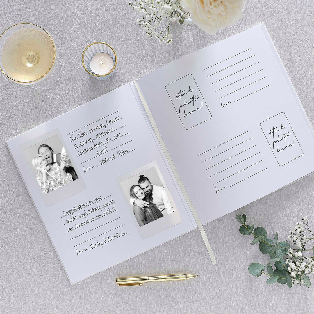 guestbook White Embossed Best Day Ever Wedding Photo Album