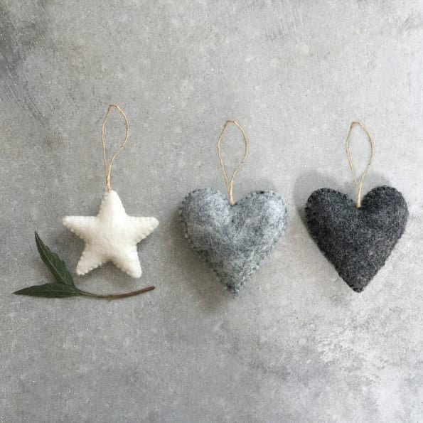 White Felt Hanging Star Christmas Tree Decoration | East of India Christmas Decoration East of India White Felt Hanging Star Christmas Tree Decoration