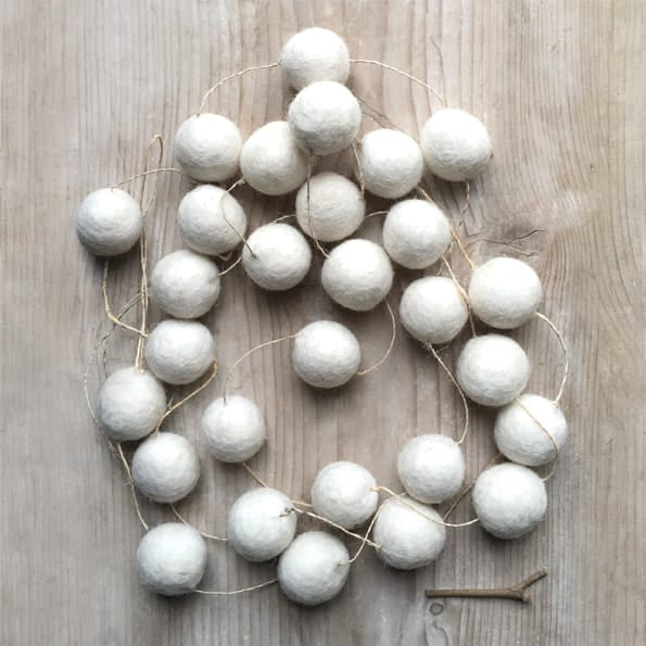 White Felt Pompom Garland by East of India Garland East of India Felt Pompom Garland - White