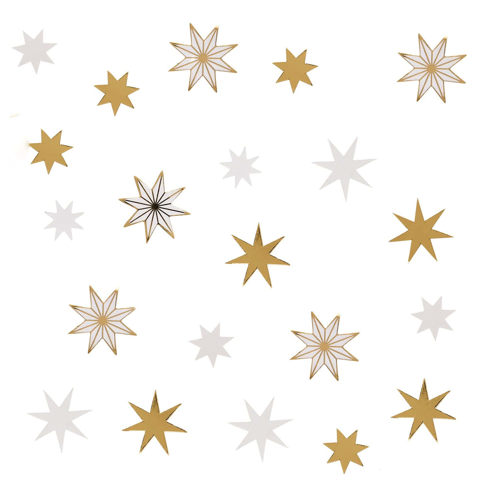 White & Gold Star Table Scatter | Hootyballoo Christmas Table Confetti christmas decorations White & Gold Star Table Scatter