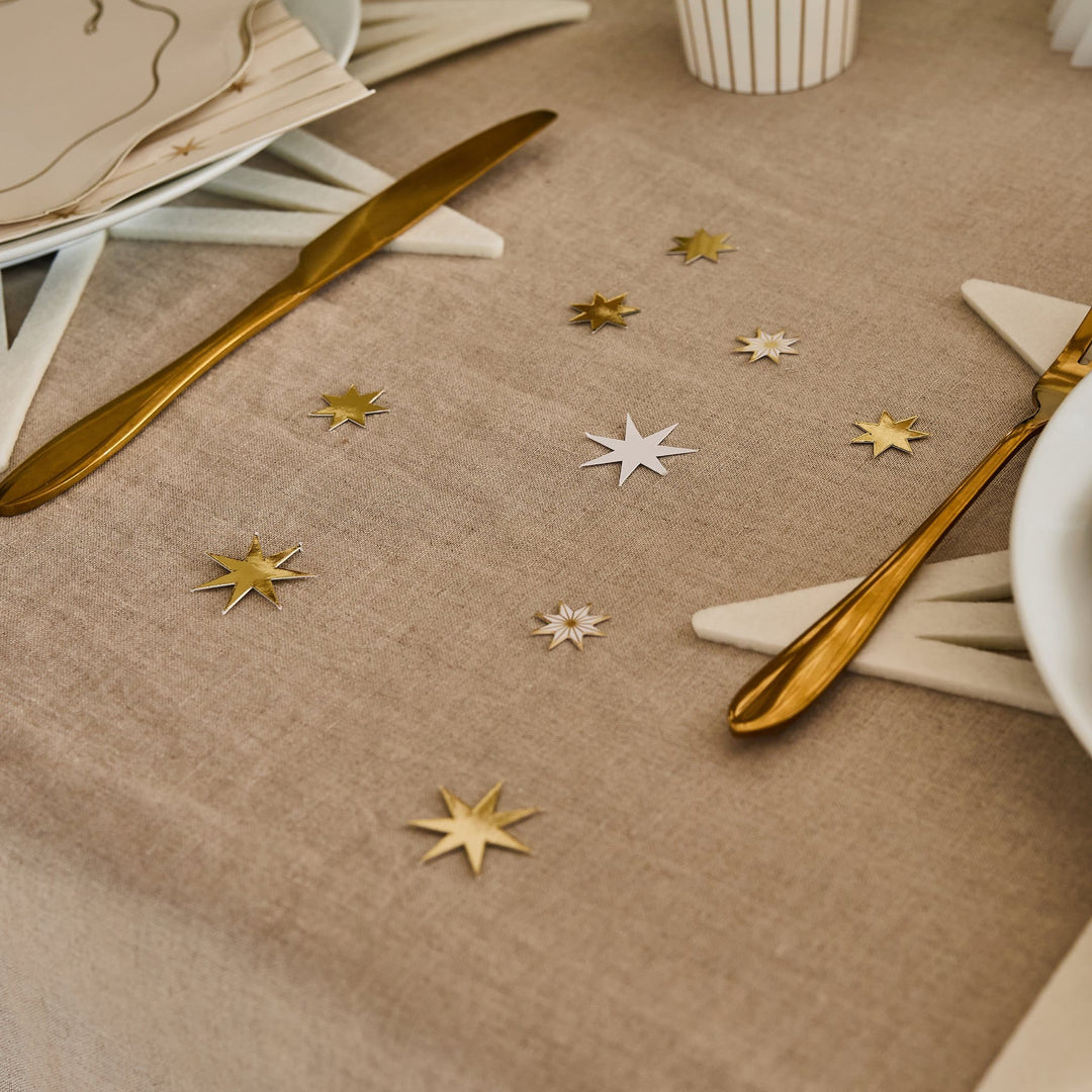 White &amp; Gold Star Table Scatter | Hootyballoo Christmas Table Confetti christmas decorations White &amp; Gold Star Table Scatter
