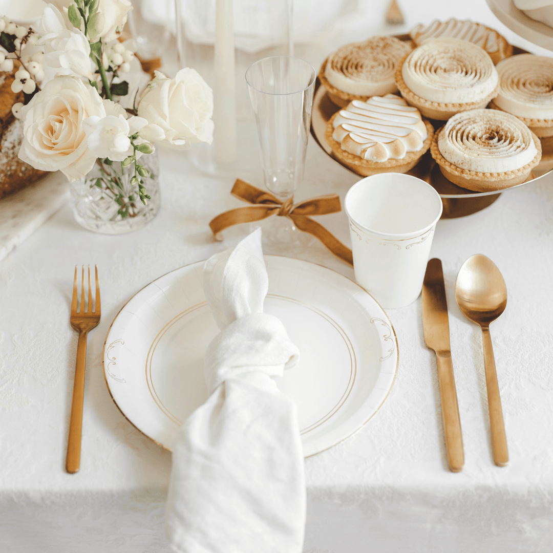 White Lace Style Large Paper Plates x 6 - Lace Tablescapes Disposable Plates White Lace Style Large Paper Plates x 6