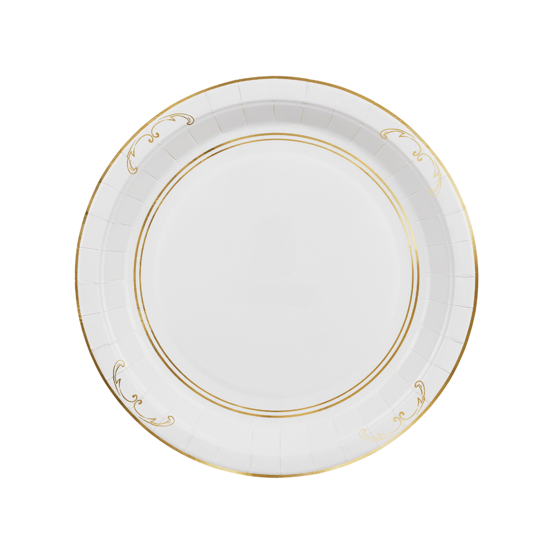 White Lace Style Large Paper Plates x 6 - Lace Tablescapes Disposable Plates White Lace Style Large Paper Plates x 6