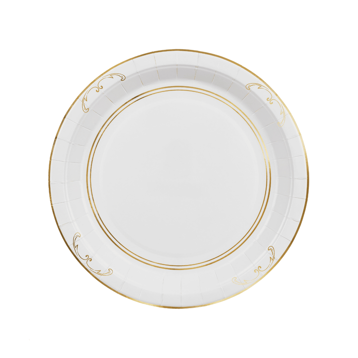 White Lace Style Large Paper Plates x 6 - Lace Tablescapes Disposable Plates White Lace Style Large Paper Plates x 6