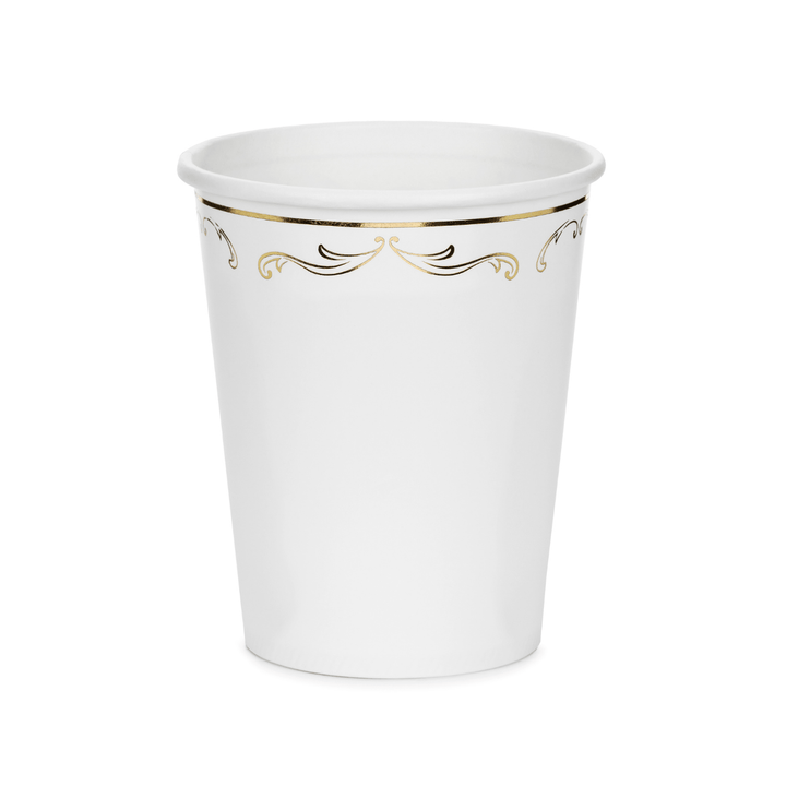 White Lace Style Paper Cups x 6 - Lace Tablescapes Disposable Cups White Lace Style Paper Cups x 6