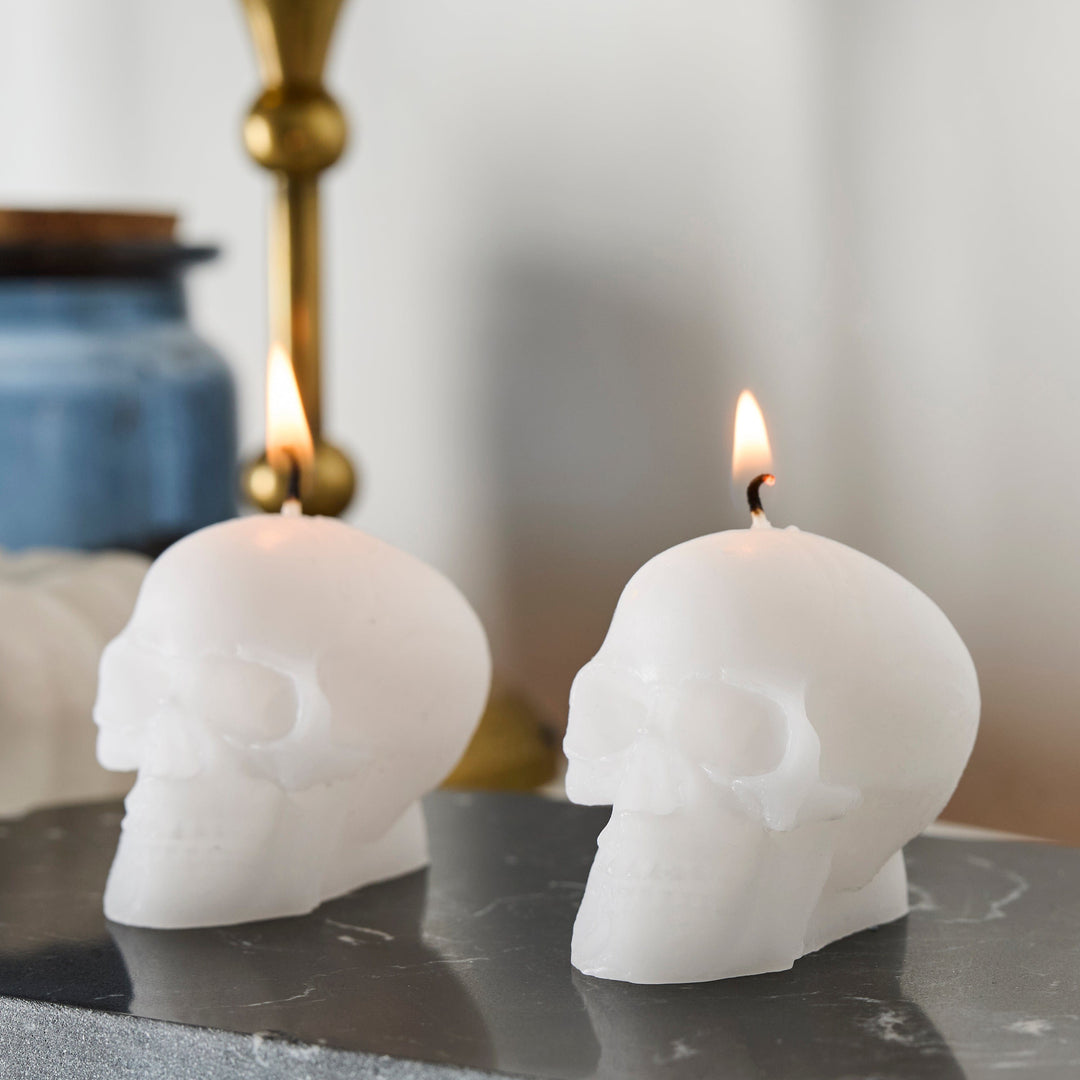 White Mini Skull Candles x 2 Candles White Mini Skull Candles x 2