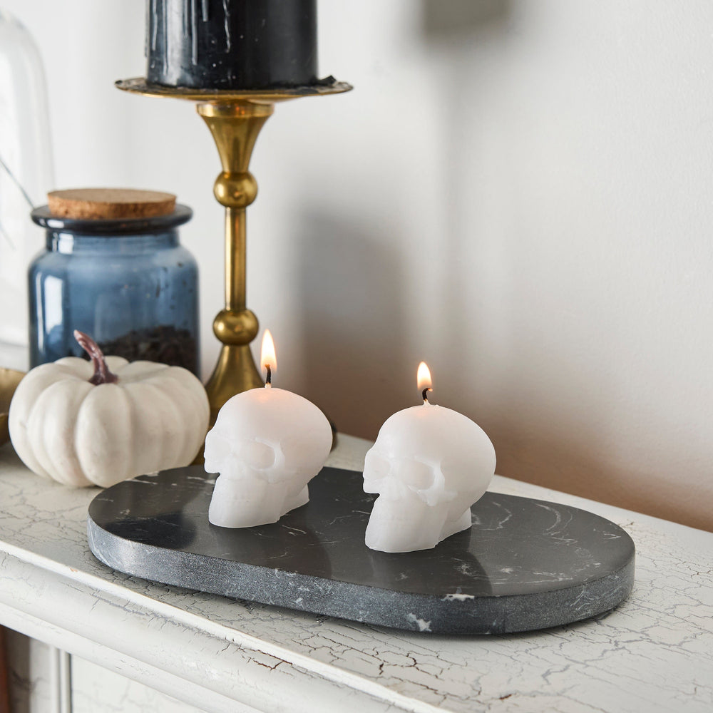 White Mini Skull Candles x 2 Candles White Mini Skull Candles x 2