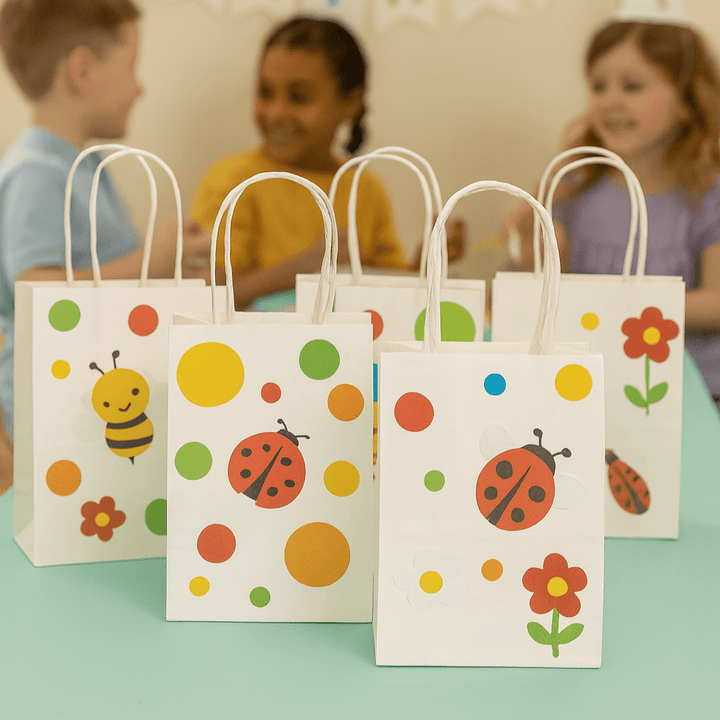 White Paper Party Bags x 24 - Birthday Party Supplies Party Bags White Paper Party Bags x 24