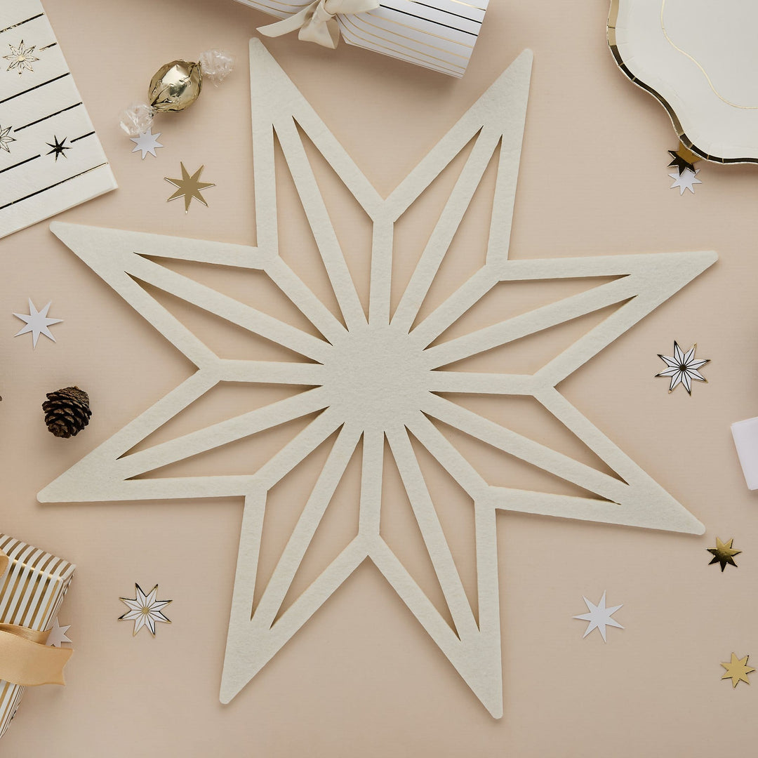 White Star Felt Placemats x 4 | Hootyballoo Christmas Tableware Tableware White Star Felt Placemats x 4