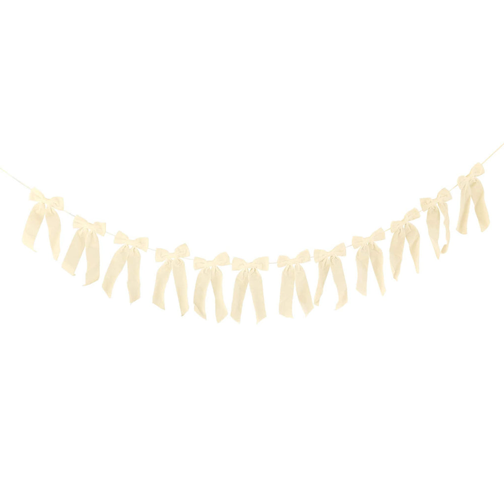 White Velvet Bow Garland - 2m | Hootyballoo Christmas Decorations Bunting White Velvet Bow Garland - 2m