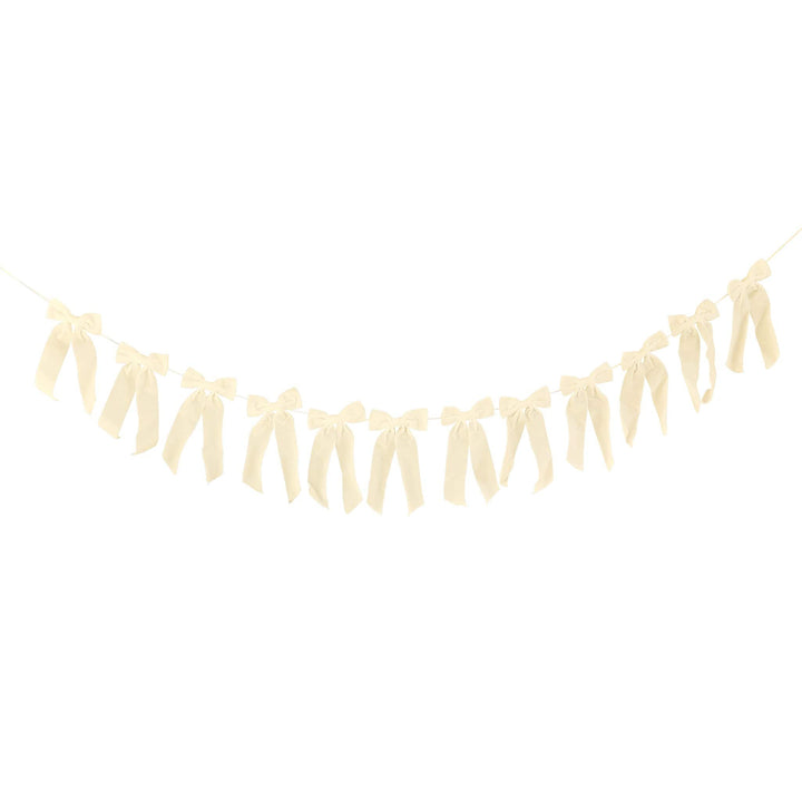 White Velvet Bow Garland - 2m | Hootyballoo Christmas Decorations Bunting White Velvet Bow Garland - 2m