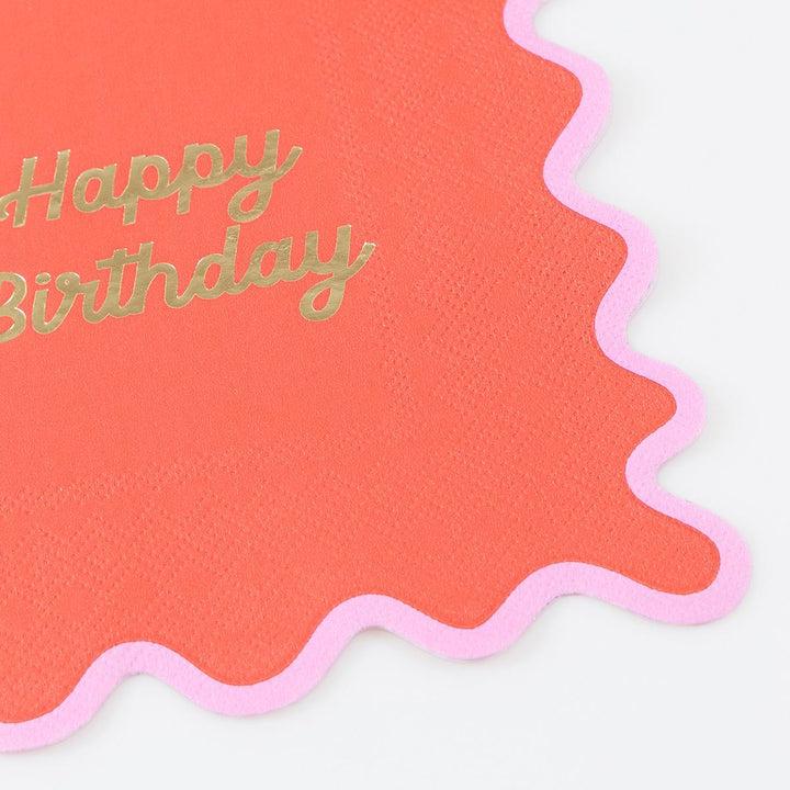 Wiggle Edge Happy Birthday Large Party Napkins x 16 | Meri Meri party napkins Wiggle Edge Happy Birthday Large Party Napkins x 16