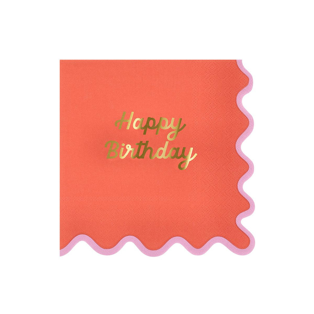 Wiggle Edge Happy Birthday Large Party Napkins x 16 | Meri Meri party napkins Wiggle Edge Happy Birthday Large Party Napkins x 16