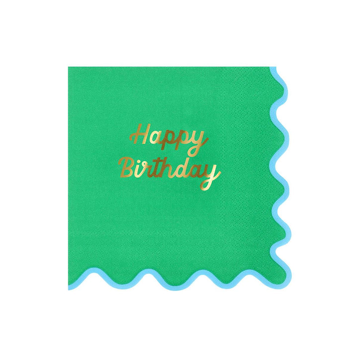 Wiggle Edge Happy Birthday Large Party Napkins x 16 | Meri Meri party napkins Wiggle Edge Happy Birthday Large Party Napkins x 16