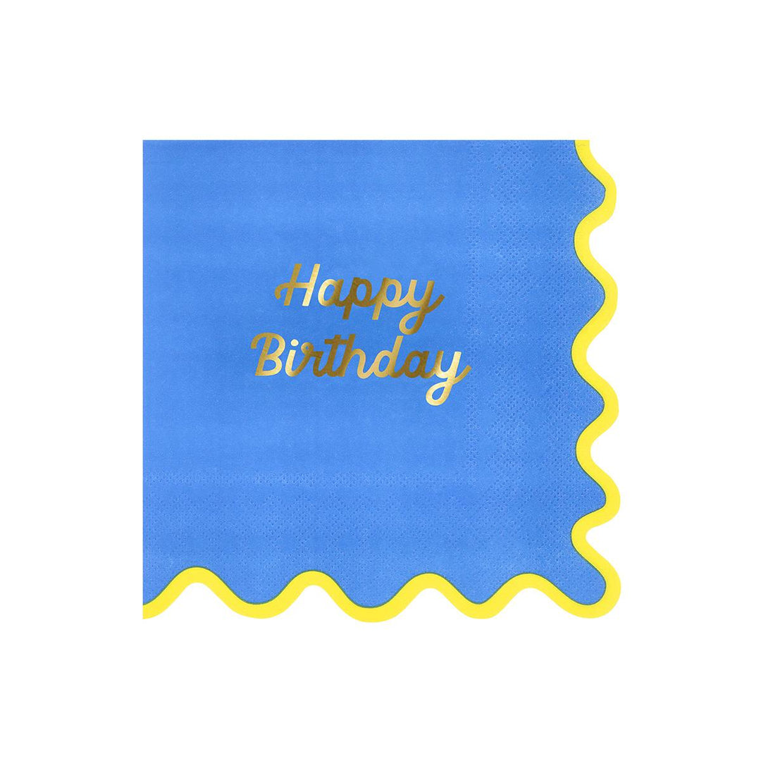 Wiggle Edge Happy Birthday Large Party Napkins x 16 | Meri Meri party napkins Wiggle Edge Happy Birthday Large Party Napkins x 16
