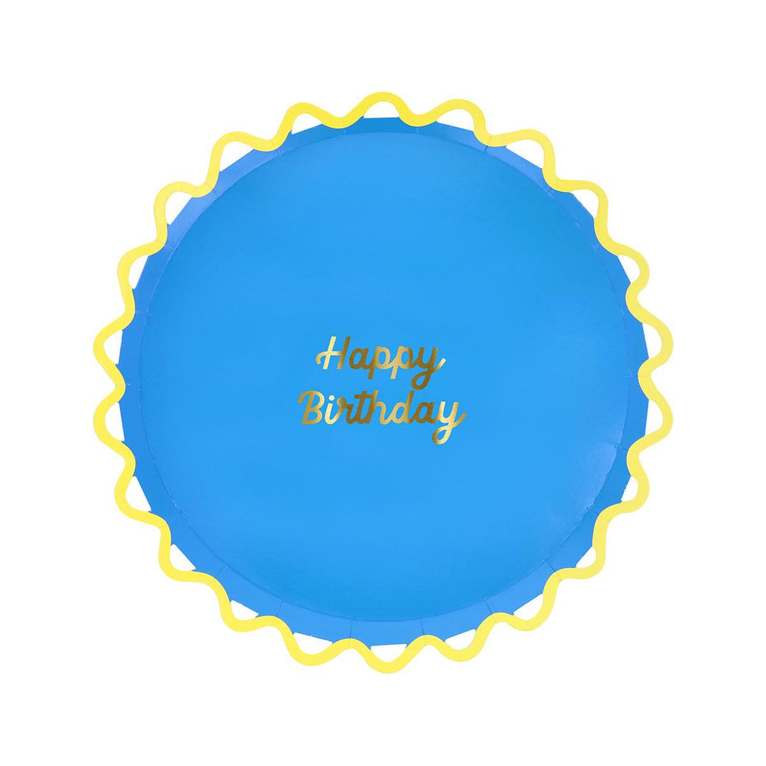 Wiggle Edge Happy Birthday Side Party Plates x 8 | Meri Meri party plates Wiggle Edge Happy Birthday Side Party Plates x 8