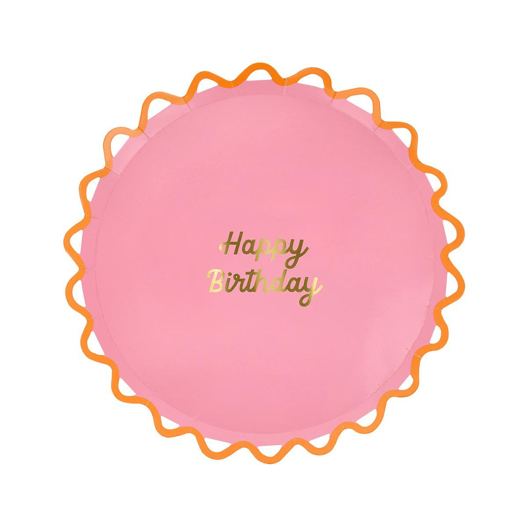 Wiggle Edge Happy Birthday Side Party Plates x 8 | Meri Meri party plates Wiggle Edge Happy Birthday Side Party Plates x 8