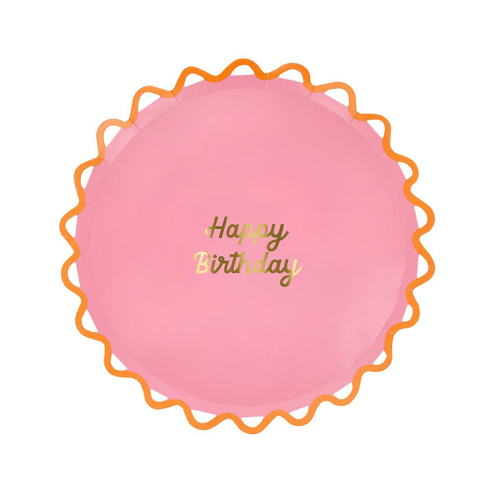 Wiggle Edge Happy Birthday Side Party Plates x 8 | Meri Meri party plates Wiggle Edge Happy Birthday Side Party Plates x 8