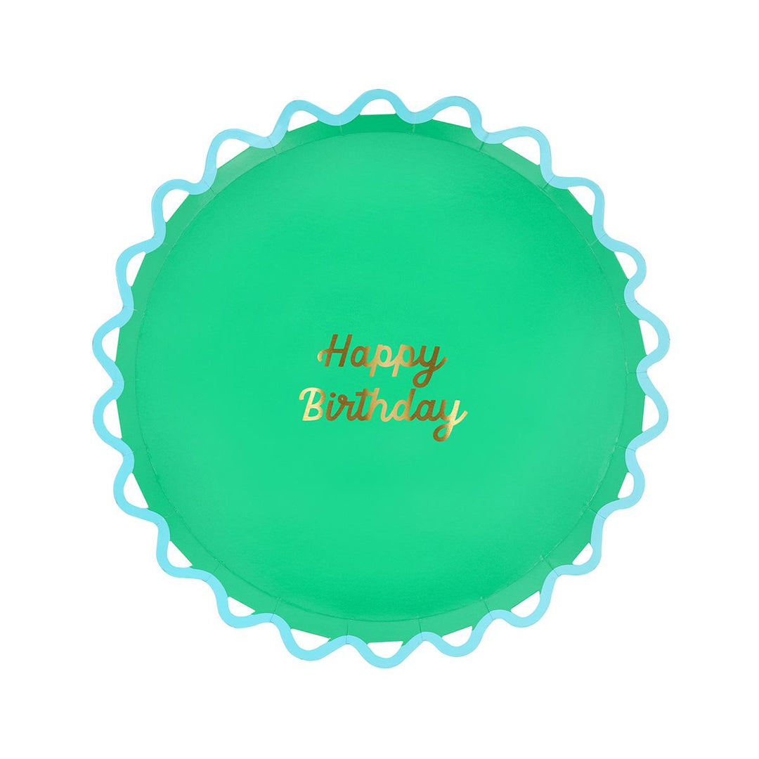 Wiggle Edge Happy Birthday Side Party Plates x 8 | Meri Meri party plates Wiggle Edge Happy Birthday Side Party Plates x 8
