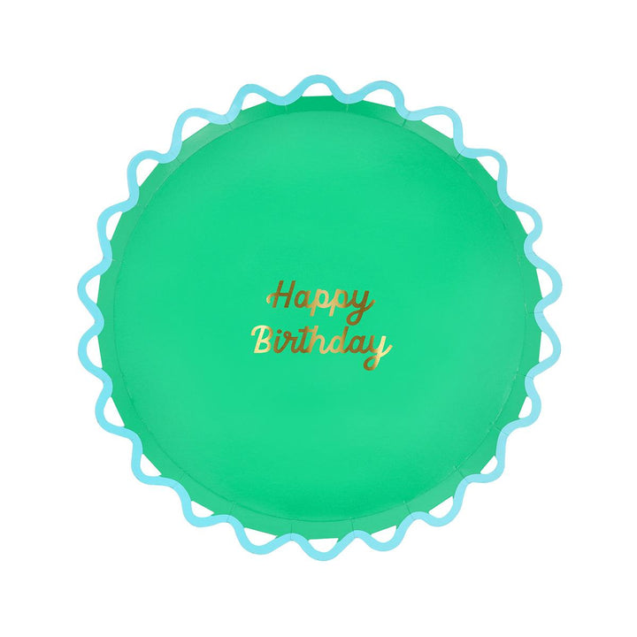 Wiggle Edge Happy Birthday Side Party Plates x 8 | Meri Meri party plates Wiggle Edge Happy Birthday Side Party Plates x 8