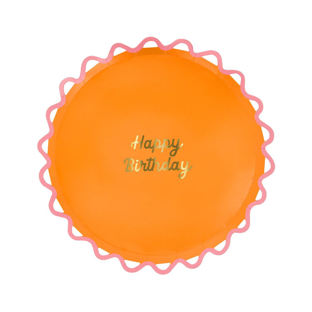 Wiggle Edge Happy Birthday Side Party Plates x 8 | Meri Meri party plates Wiggle Edge Happy Birthday Side Party Plates x 8