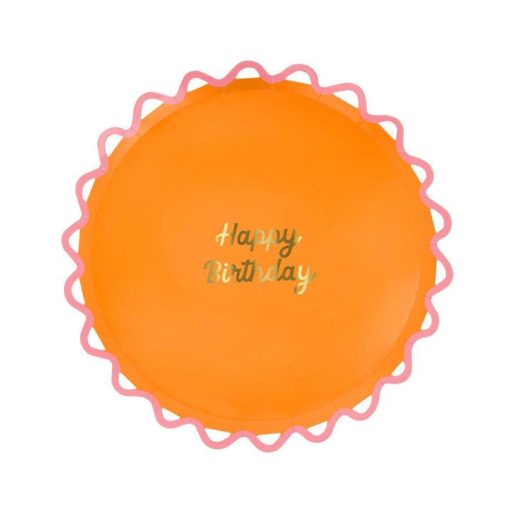 Wiggle Edge Happy Birthday Side Party Plates x 8 | Meri Meri party plates Wiggle Edge Happy Birthday Side Party Plates x 8