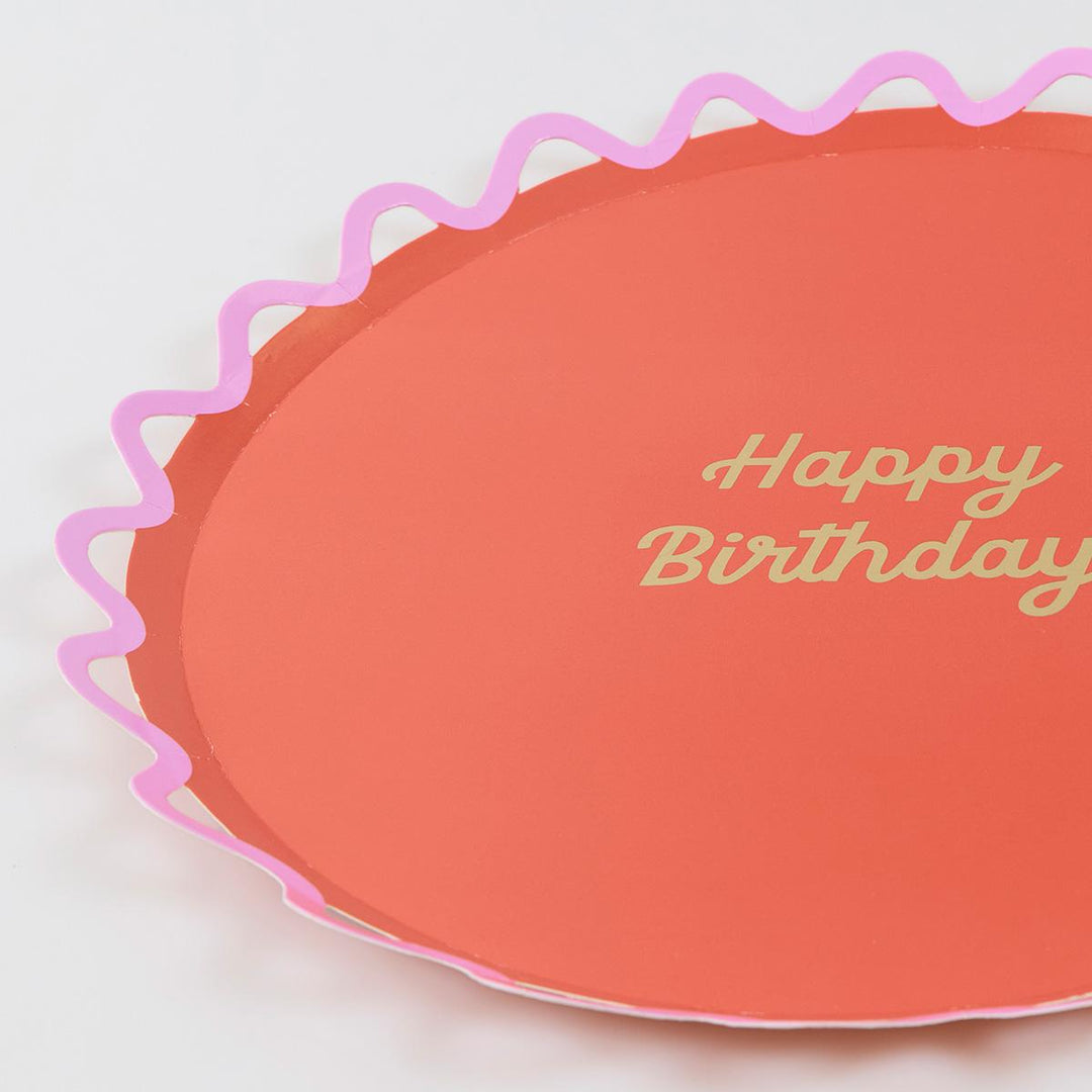 Wiggle Edge Happy Birthday Side Party Plates x 8 | Meri Meri party plates Wiggle Edge Happy Birthday Side Party Plates x 8