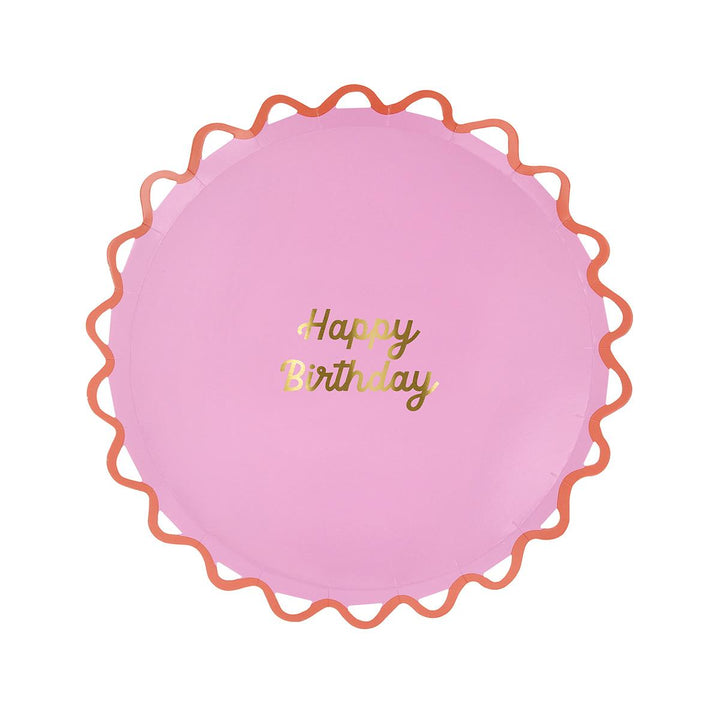 Wiggle Edge Happy Birthday Side Party Plates x 8 | Meri Meri party plates Wiggle Edge Happy Birthday Side Party Plates x 8