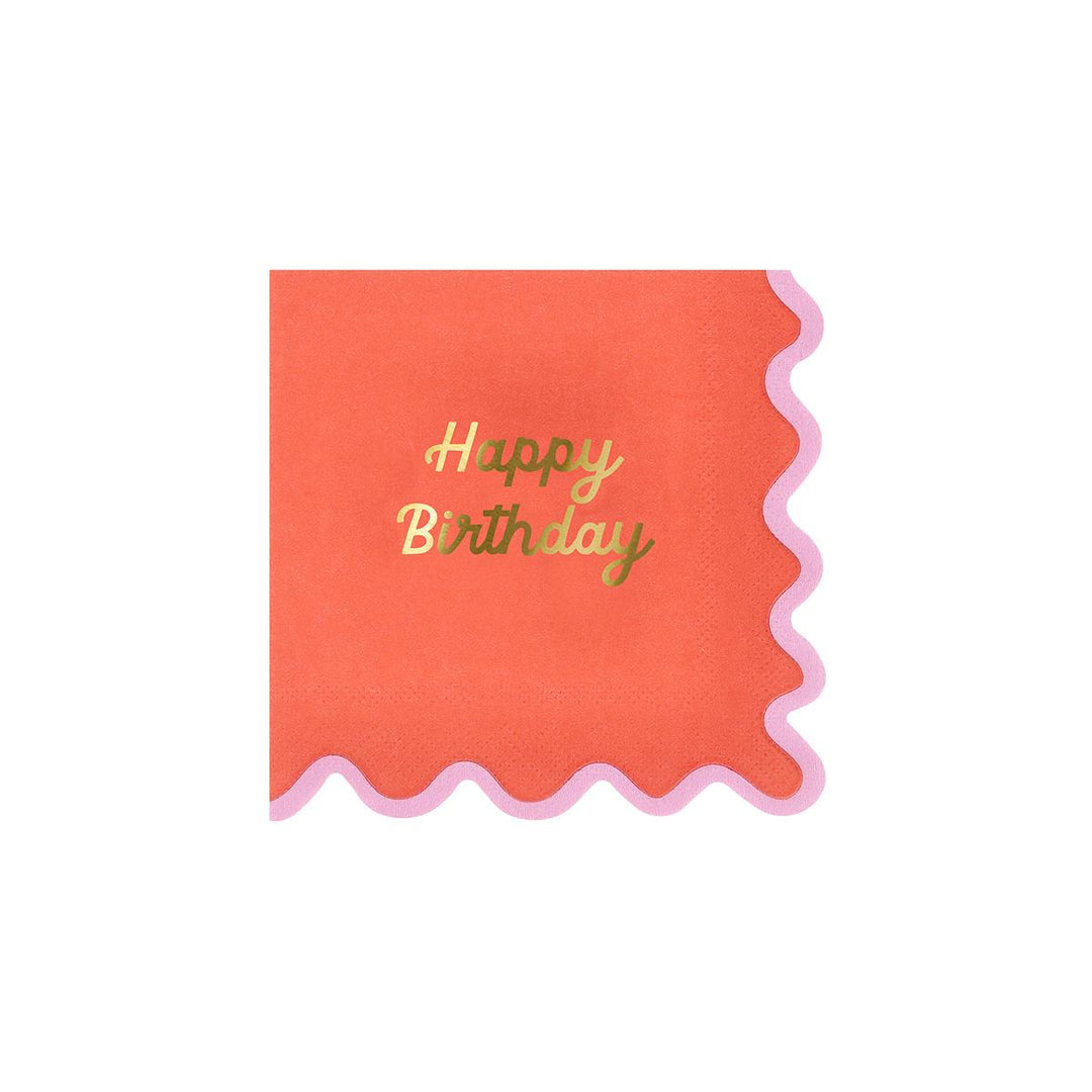 Wiggle Edge Happy Birthday Small Party Napkins x 16 | Meri Meri party napkins Wiggle Edge Happy Birthday Small Party Napkins x 16