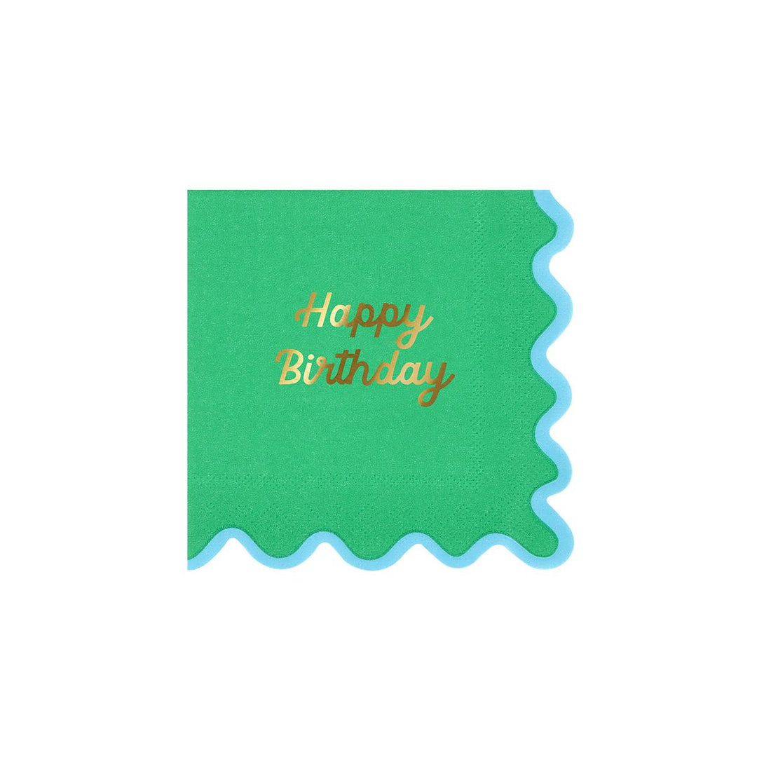 Wiggle Edge Happy Birthday Small Party Napkins x 16 | Meri Meri party napkins Wiggle Edge Happy Birthday Small Party Napkins x 16