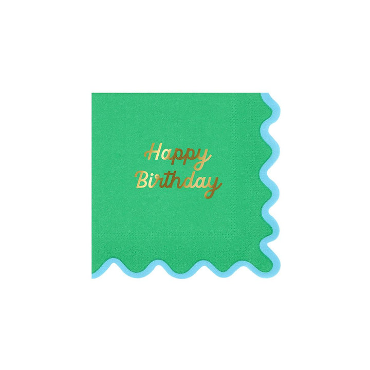 Wiggle Edge Happy Birthday Small Party Napkins x 16 | Meri Meri party napkins Wiggle Edge Happy Birthday Small Party Napkins x 16