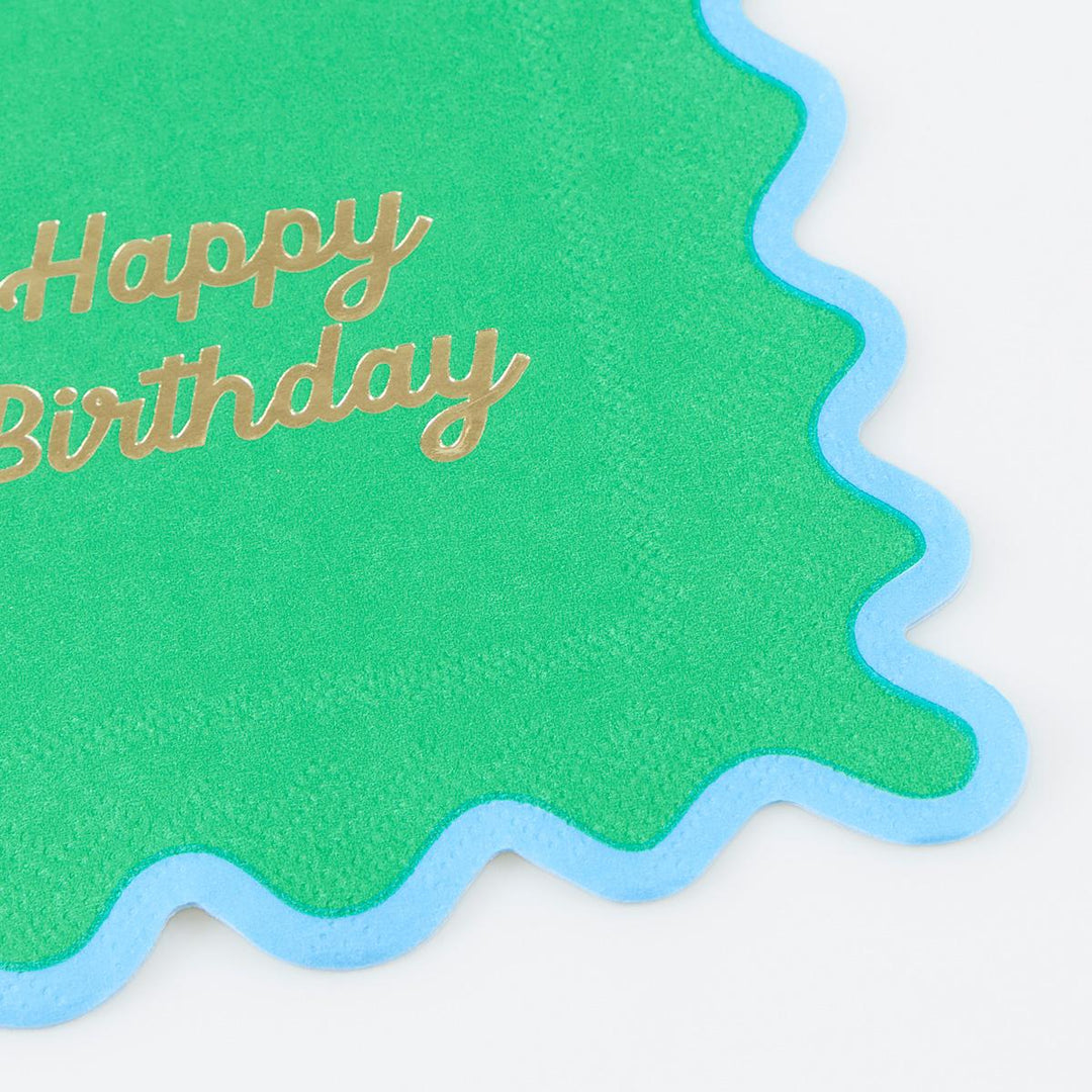 Wiggle Edge Happy Birthday Small Party Napkins x 16 | Meri Meri party napkins Wiggle Edge Happy Birthday Small Party Napkins x 16