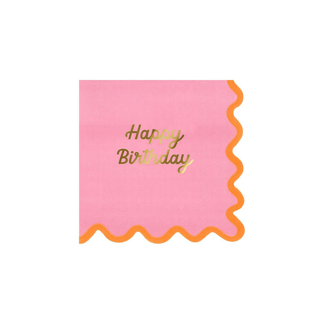 Wiggle Edge Happy Birthday Small Party Napkins x 16 | Meri Meri party napkins Wiggle Edge Happy Birthday Small Party Napkins x 16