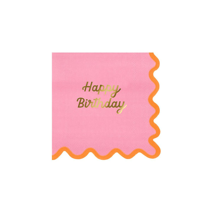 Wiggle Edge Happy Birthday Small Party Napkins x 16 | Meri Meri party napkins Wiggle Edge Happy Birthday Small Party Napkins x 16