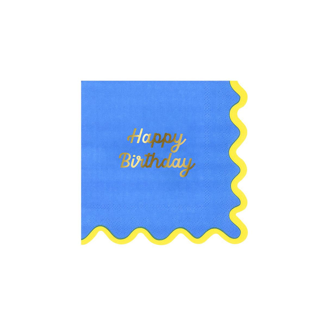 Wiggle Edge Happy Birthday Small Party Napkins x 16 | Meri Meri party napkins Wiggle Edge Happy Birthday Small Party Napkins x 16