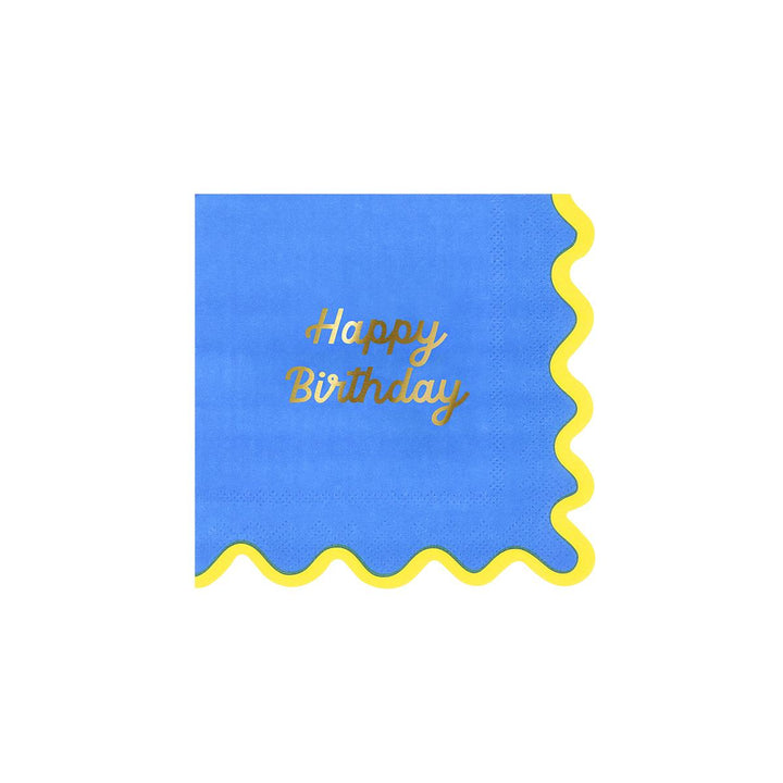 Wiggle Edge Happy Birthday Small Party Napkins x 16 | Meri Meri party napkins Wiggle Edge Happy Birthday Small Party Napkins x 16