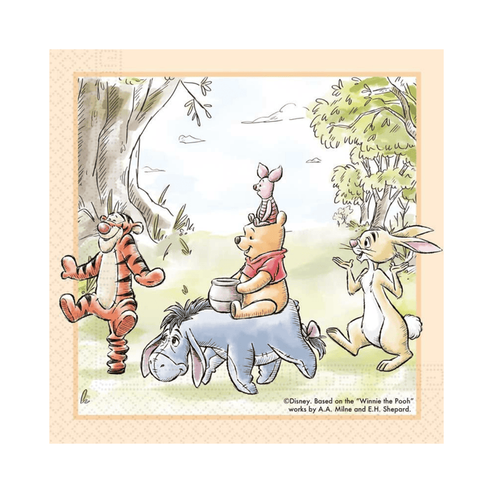Winnie the Pooh Party Napkins (Pack of 20) | Classic Pooh Tableware Paper Napkins Winnie the Pooh Party Napkins - Pack of 20
