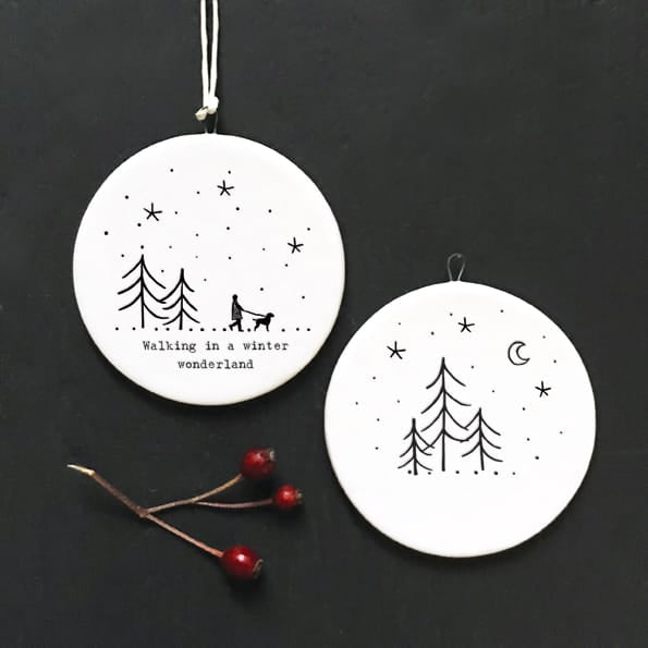 Winter Wonderland Porcelain Flat Bauble | East of India Bauble East of India Porcelain Flat Bauble - Winter Wonderland