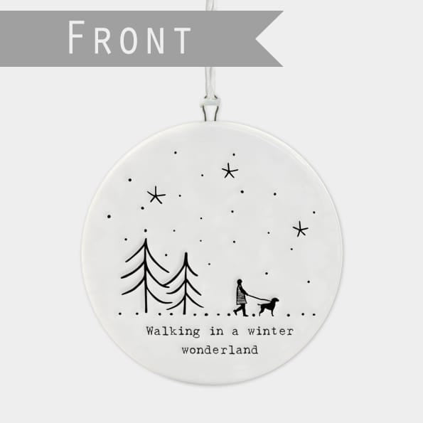 Winter Wonderland Porcelain Flat Bauble | East of India Bauble East of India Porcelain Flat Bauble - Winter Wonderland
