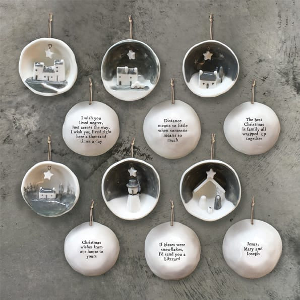 Wish You Lived Nearer Half Porcelain Bauble | East of India Bauble East of India Half Porcelain Bauble - Wish You Lived Nearer