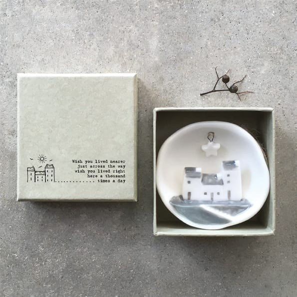 Wish You Lived Nearer Half Porcelain Bauble | East of India Bauble East of India Half Porcelain Bauble - Wish You Lived Nearer