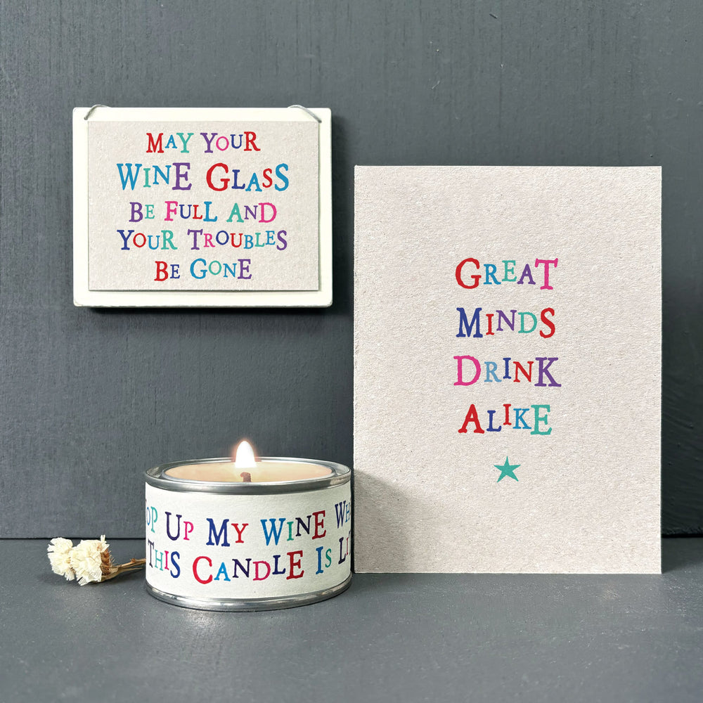 Wobbly Word Card, Great Minds Drink Alike | East of India Greetings Card East of India Wobbly Word Greetings Card - Great Minds Drink Alike