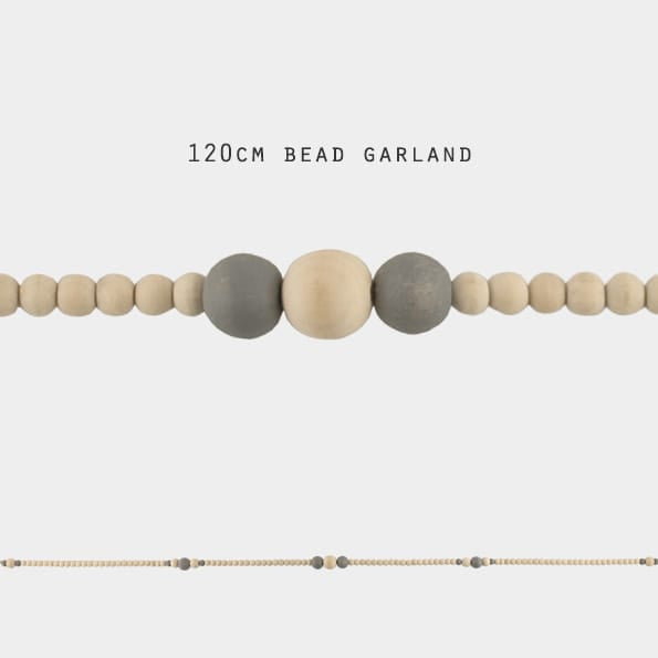 Wooden Bead Garland Natural and Grey | East of India Garland East of India Wooden Bead Garland - Natural &amp; Grey