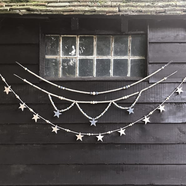 Wooden Bead Swag Garland Natural and Grey | East of India Garland East of India Wooden Bead Swag Garland - Natural &amp; Grey