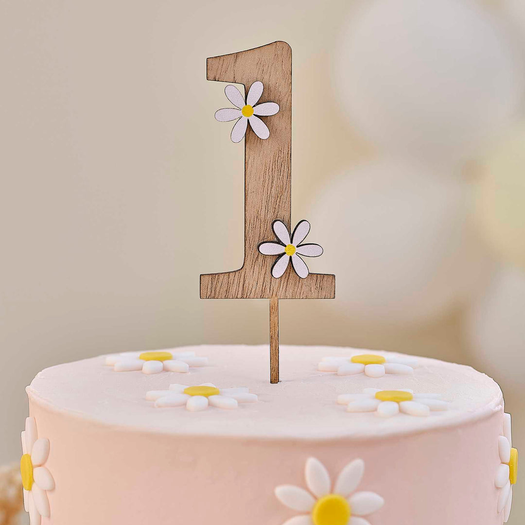 Cake Topper Wooden Daisy 1st Birthday Cake Topper