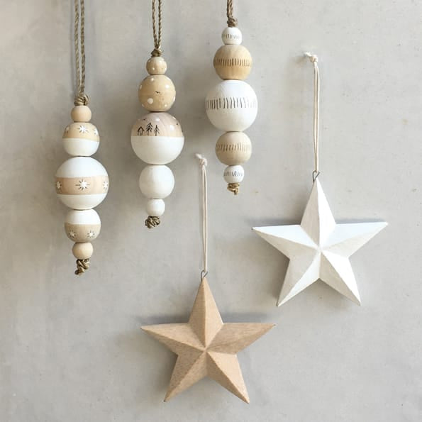 Wooden Droplet Bauble Houses | East of India Bauble East of India Wooden Droplet Bauble - Houses